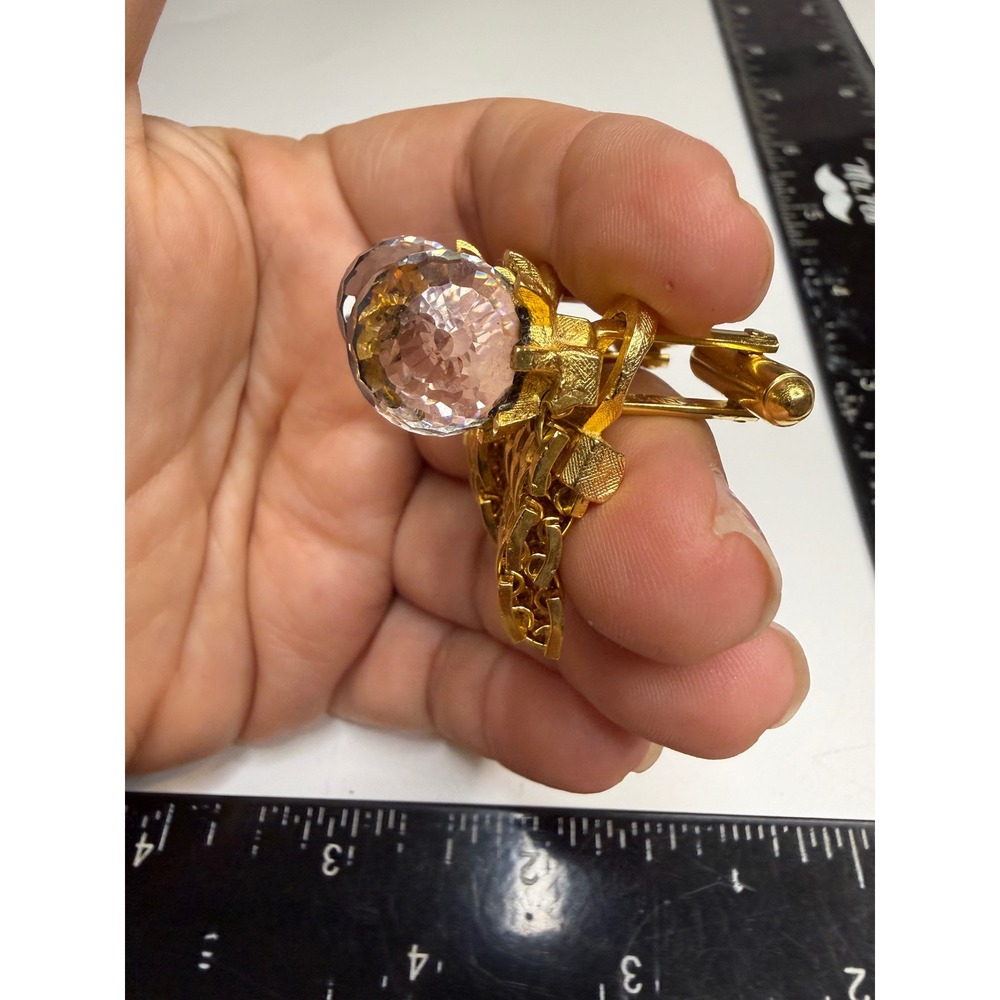 Dante Gold Tone Mesh Wrap Cufflinks Faceted Crystal Glass Orbs Toggle Back